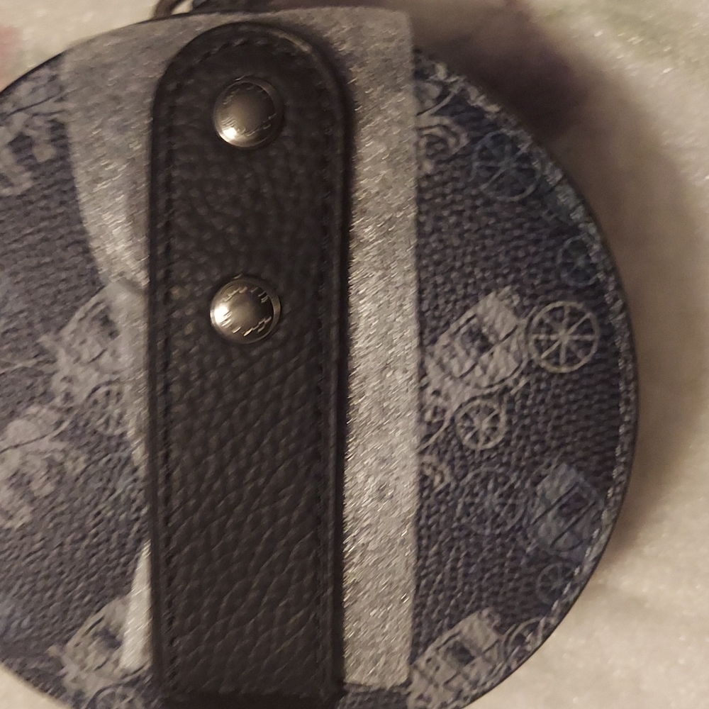 Leather...Coach Round Hybrid Carriage Print - Picture 5 of 9
